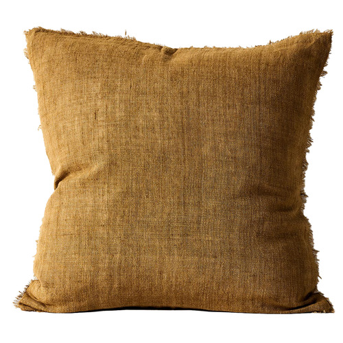 Aura By Tracie Ellis Fringed Vintage Wash Square Linen Cushion